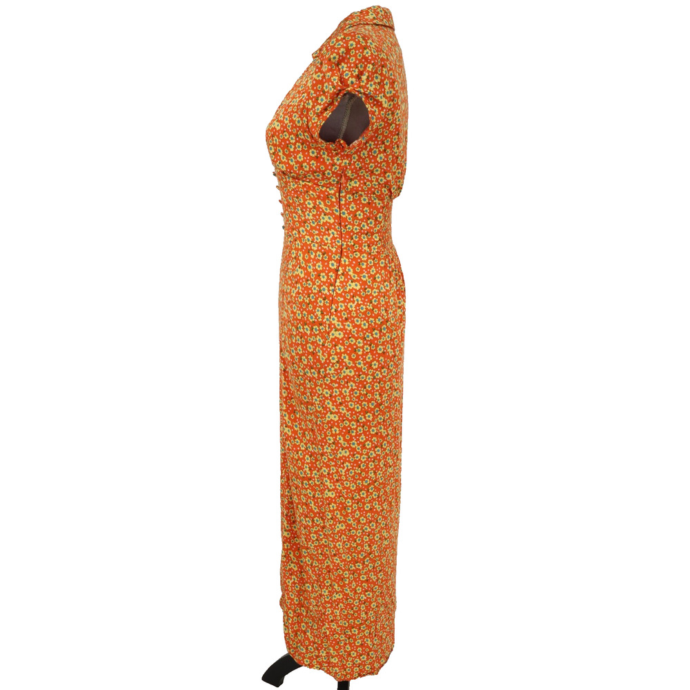 Urban Outfitters Dress Womens Medium Orange Yellow Floral Stretch Side Zip Lined - Picture 14 of 14